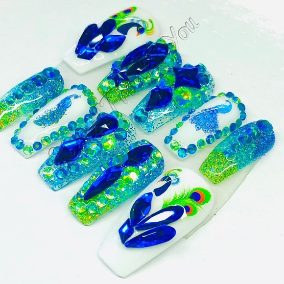 PEACOCK - REGULAR BALLERINA PRESS ON NAILS - Picture 1 of 11